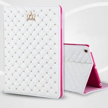 

Luxury Crown for ipad pro 9.7 Smart Stand Rivet PU Leather Case For iPad pro ipadpro Protective Flip Cover Shell Retro Casual