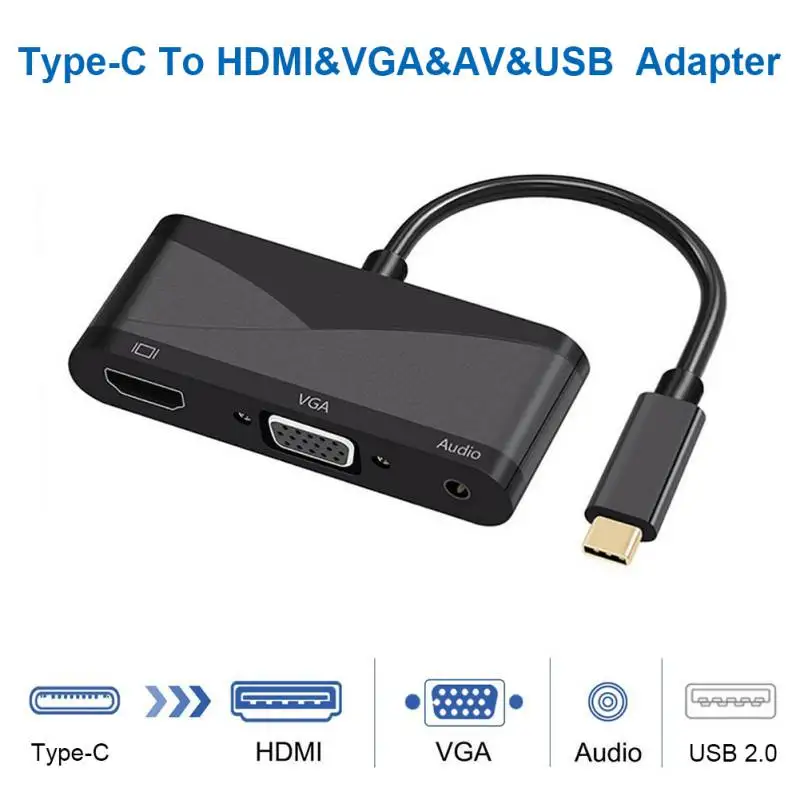 USB C Type C to HDMI VGA 3.5mm Audio Adapter 4K 1080P USB 3.0 Ports for MacBook Pro 2018/2017 for ChromeBook for Dell XPS