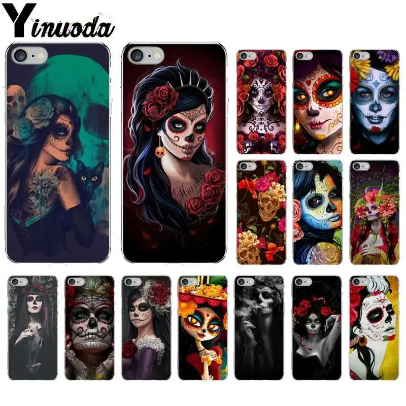 Yinuoda Catrina красивая Роза девушка череп искусство умный чехол прозрачный мягкий для