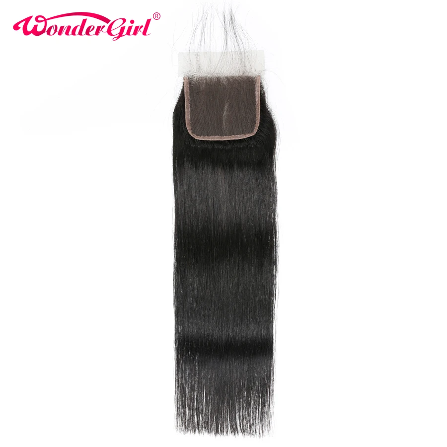 

Three /Middle/ Free Part Peruvian Straight Closure 4x4 Lace Closure 100% Human Hair Closure With Baby Hair Wonder girl Remy Hair