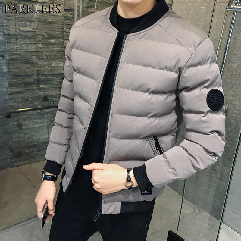 2018 New Men's Winter Puffer Jacket Korean Trend Cotton Padded High ...