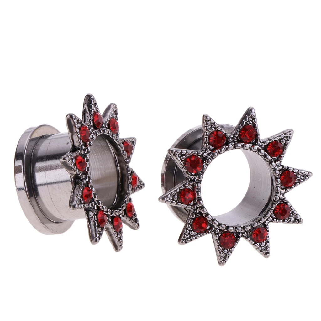 1 Pair Stainless Steel Screw Ear Gauges Flesh Tunnels Plugs Expander 6/8/10/12/14/16/18mm 7 Sizes