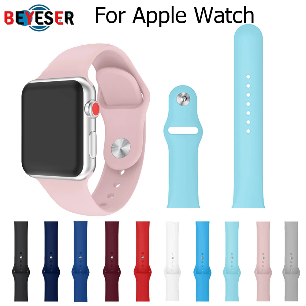 

42mm 38mm Silicone Sport Band For Apple Watch Series 5 4 3 2 1 Wrist Bracelet 40mm 44mm Strap Watch Sports Replacement bands