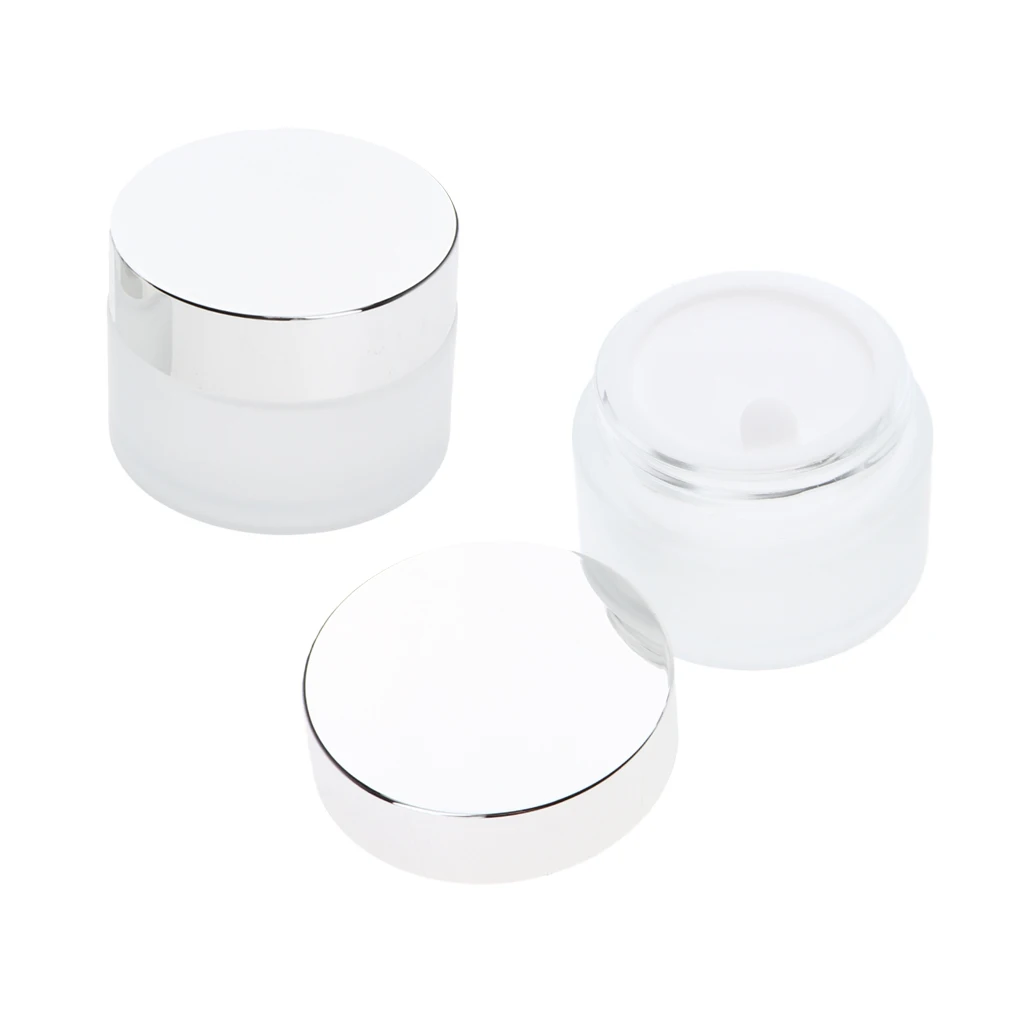 2 Pieces Empty Glass Cosmetic Jar Travel Portable Bottles Lotions Oils Jars Translucent Glass for Powder Foundation Liquid