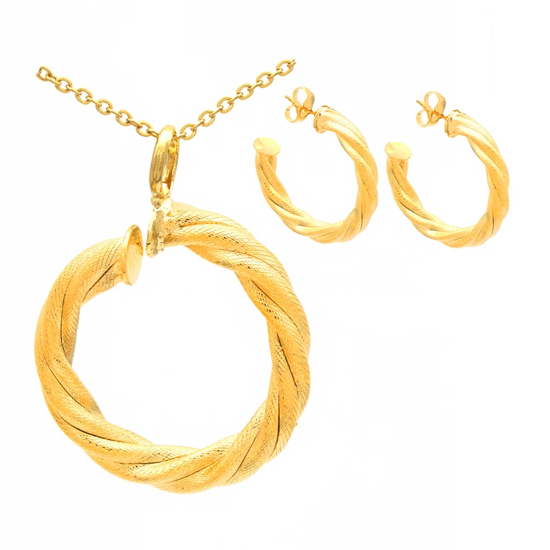 

Women Wedding Gold Color copper Necklaces/ Pendants Earrings Jewelry Sets Party Holiday Accessories Bridal Jewellery Sets