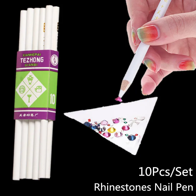 10Pcs Professional Wax Dotting Pen Nail Rhinestones Tool Picking Crystal Pencil Easily Pick Up Manicure Berserk | Красота и здоровье