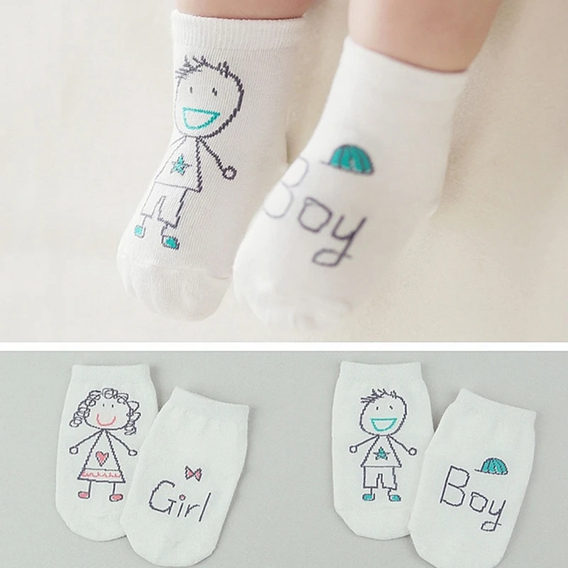 

Cotton Baby Socks Anti-slip Boys Girls Short Socks Infant Newborn Cartoon Dog Pig Owl Printed White Asymmetry Toddler Socks D45