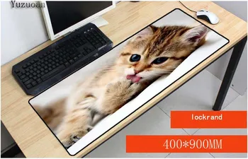 

Yuzuoan Cute white lying Cat 700x300x3mm Large gaming Overlock mouse pad anti-slip mousepad non-slip laptop Girl Love Mouse Mat