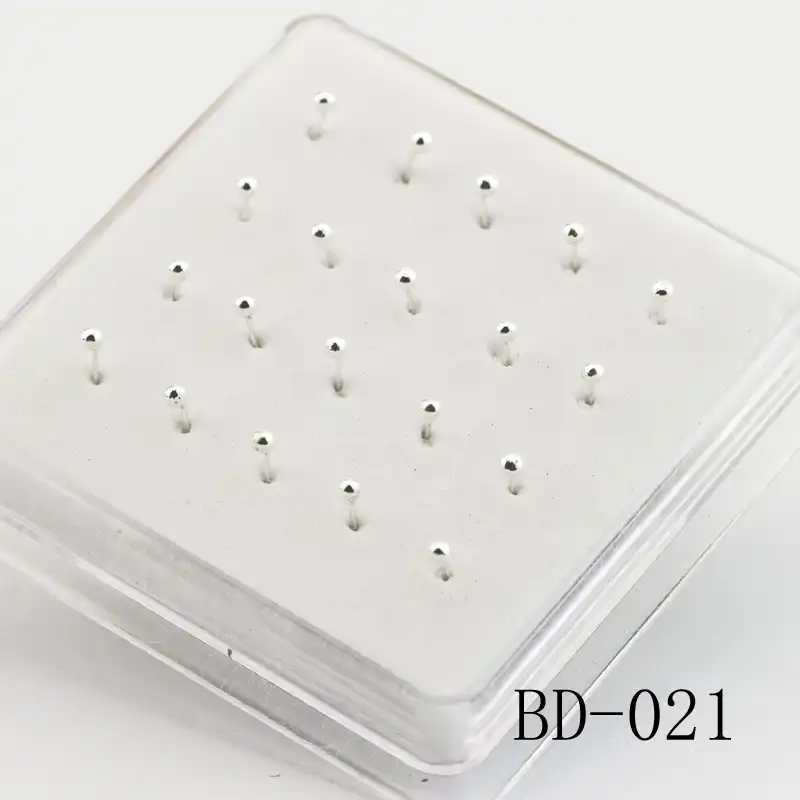 20 шт. контракт глянцевый серебряный шар нос гвоздь 2 мм 3 мм мяч для ногтей и новый носа, Нос Кольца пирсинг ювелирные изделия