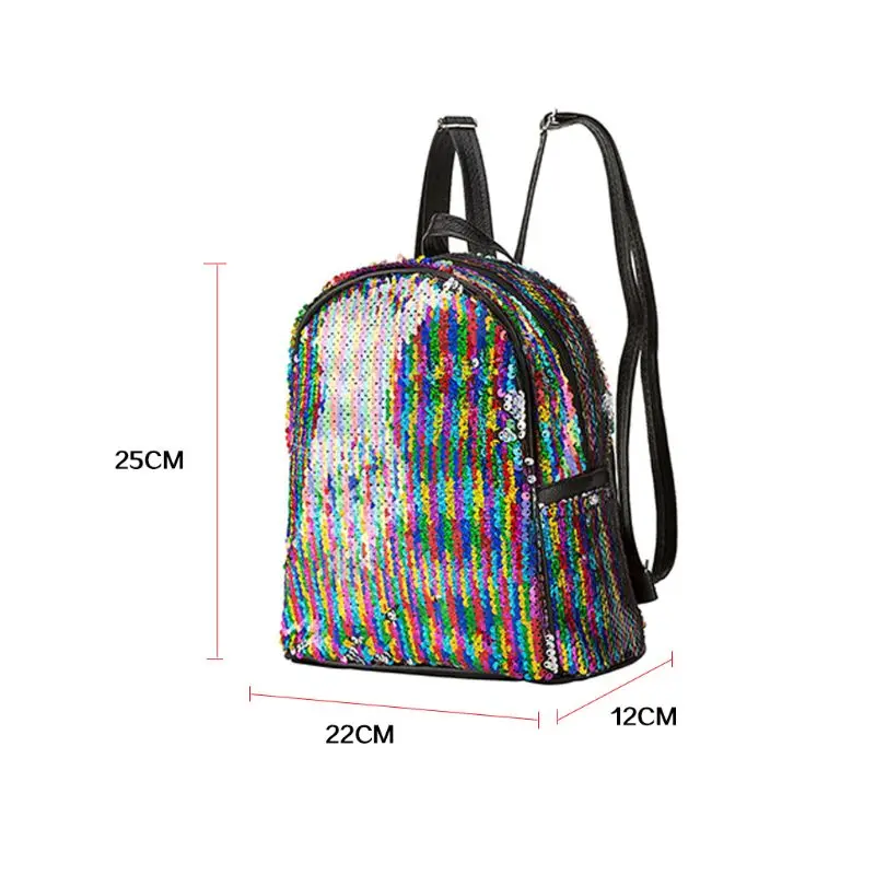 Женский модный двусторонний рюкзак с блестками из искусственной кожи, блестящая школьная сумка, рюкзак для девочек, дорожная сумка на плечо