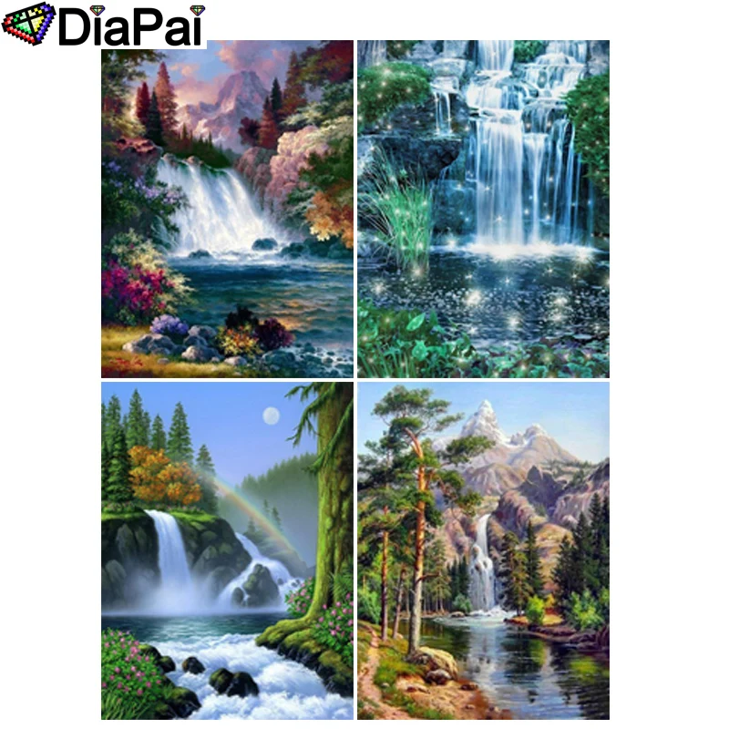 

DIAPAI 5D DIY Diamond Painting 100% Full Square/Round Drill "Waterfall scenery" 3D Embroidery Cross Stitch Home Decor