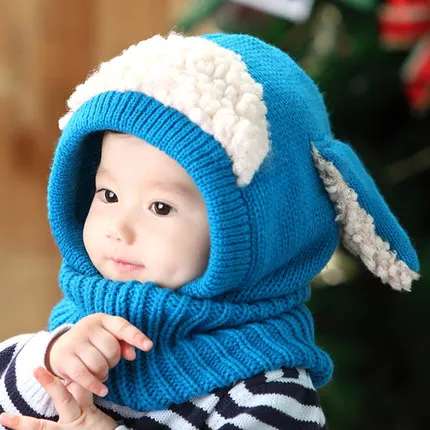 Детская шляпа зима уха лоскут теплая шапка детская шляпа пиратская шляпа для маленьких девочек Bebe шапочка головной убор для собак детская Головные уборы для маленьких мальчиков зимняя шапка - Цвет: Blue