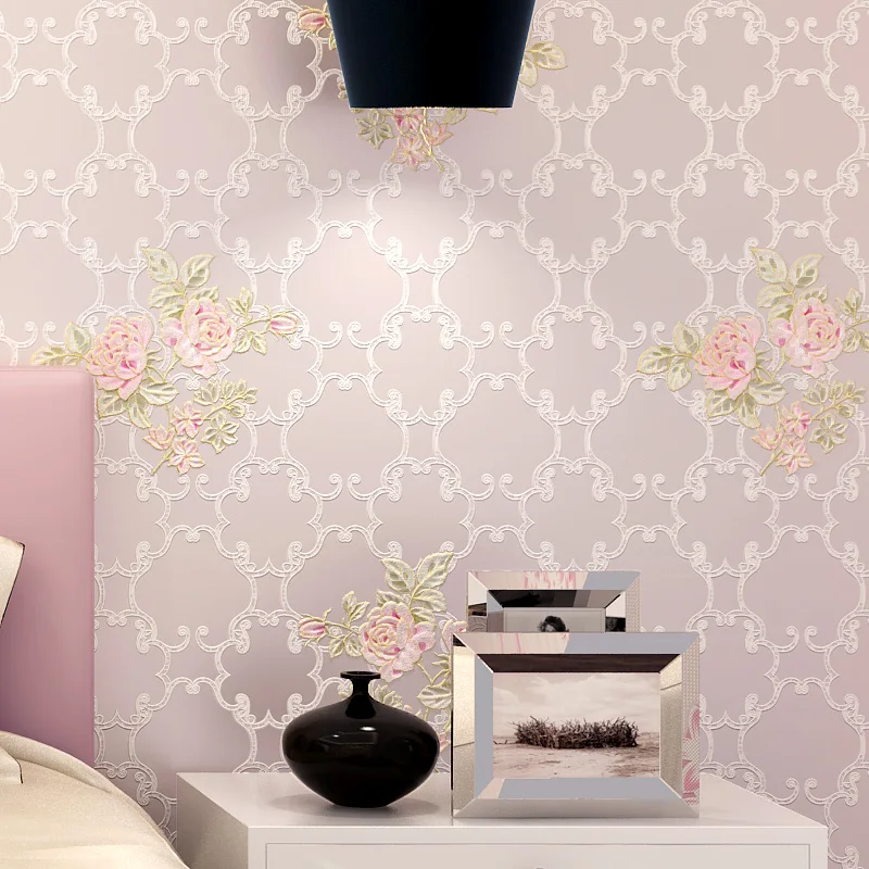 

European Grid Rustic Flower 3d Vinyl Wallpaper for Living Room Background 3d Wall paper 3d Wallcoverings