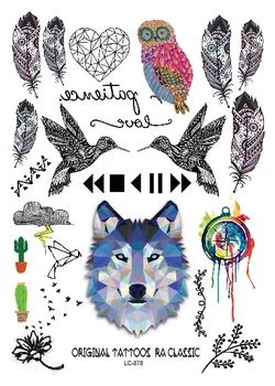 

LC-878/Latest GeometricTemporary Body Tattoos Feather Owl Wolf Birds Heart Tatuagem Tattoo Pattern Unisex Temporary Tattoo Tary