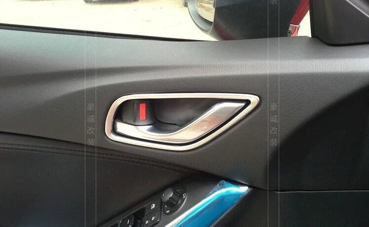 Автомобильная внутренняя ручка двери отделка полосы рама, дверь ручка интерьер молдинги подходят для MAZDA 3 AXELA хром 4 шт. в наборе Автомобиль Стайлинг