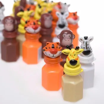 

24/lot ZOO Animal Jungle Characters Bubble Bottles Lion Zebra Giraffe Monkey Tiger Elephant