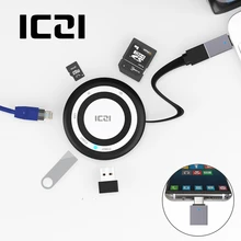 ICZI USB 3.0 Hub USB 3.0 Port*2 +TF/SD Card Slot + RJ-45 Port + USB C Adapter for MacBook Pro 2017 PC Laptop accessories