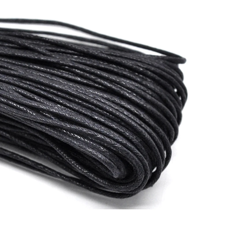 Оптовые продажи 80 м черного цвета из вощеного хлопка Цепочки и ожерелья шнур нить для изготовления ювелирных изделий, толщина 2 мм(B12102