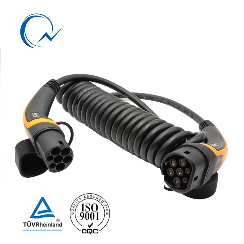 

20pcs 32A Three phase EV Cable Type 2 to Type 2 IEC62196 EV Charging Plug With 5 Meter spring cable TUV/UL