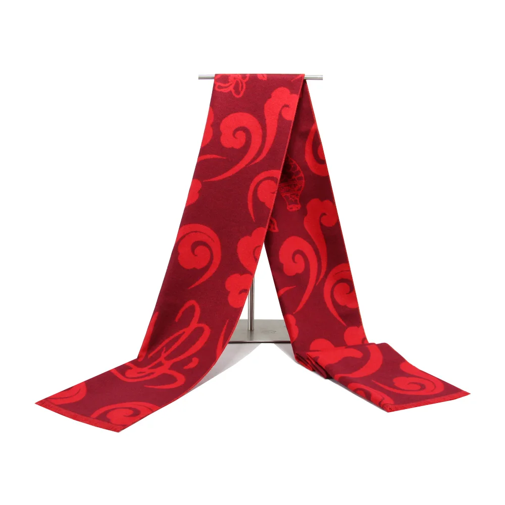 men's scarves & shawls Gift Company Annual Meeting Tassels Shawl Autumn Winter Men And Women Adult Red Scarf China Style Embroidery Scarves For Women head scarf men Scarves