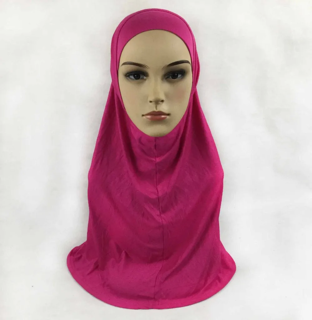 12 шт./лот) мусульманский большой размер Pull On хиджаб Амира из двух частей сплошной цвет Джерси хлопок платок слипоны исламский шарф QK042