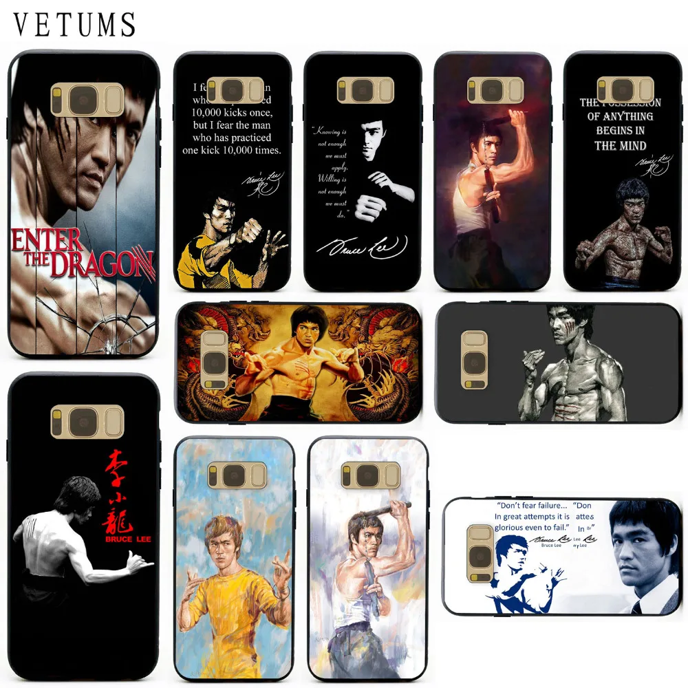 

VETUMS Bruce Lee Fighting Legend Kung Fu PC Hard TPU Hybrid Phone Case Cover For Samsung Galaxy S6 S7 edge S8 S9 Plus Note 8
