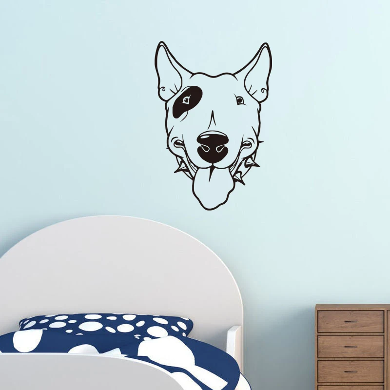 Pitbull Dog Vinyl Wall Decals Cute Dog Head Wall Paper Removable