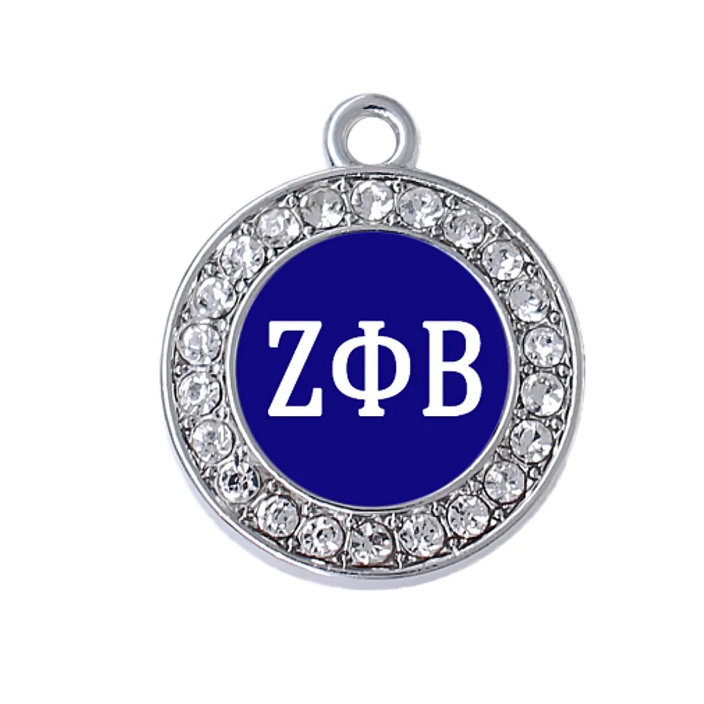 Двойной нос металлическая инкрустация zeta Phi Beta Очаровательная наклейка Sorority brothency подвеска «сделай сам» для греческого общества браслет, серьги, ожерелье - Окраска металла: Родиевое покрытие