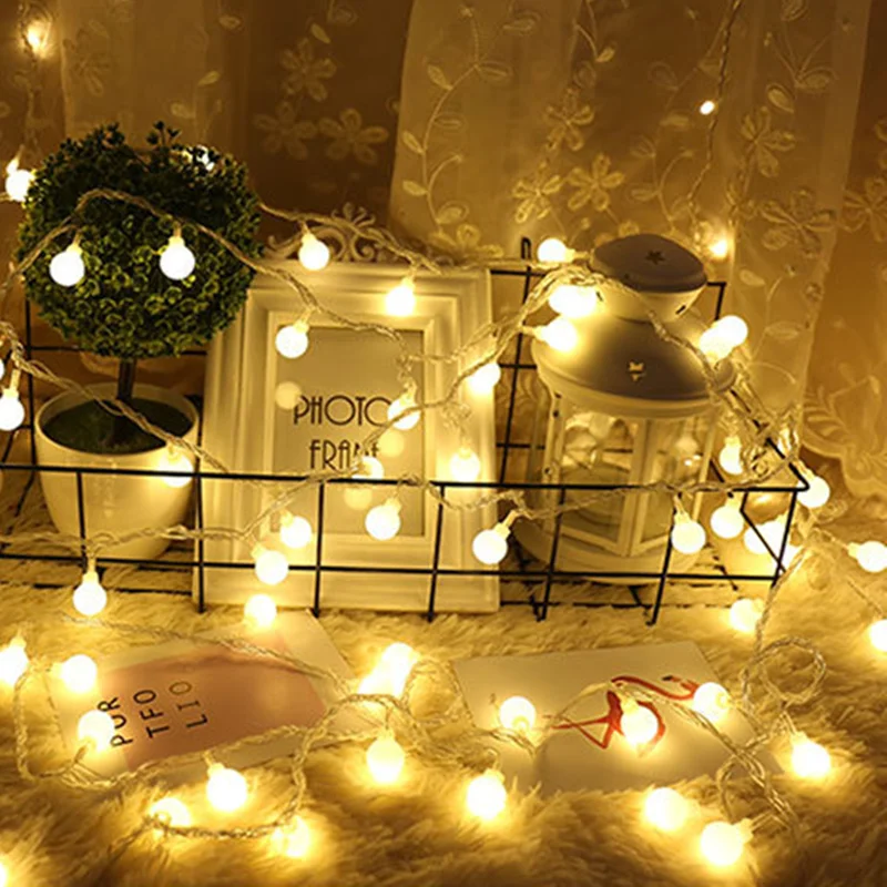 

1M 3M Fairy Lights Garland LED Ball String Lights Waterproof for Christmas Tree Wedding Home Indoor Decoration Battery Powered
