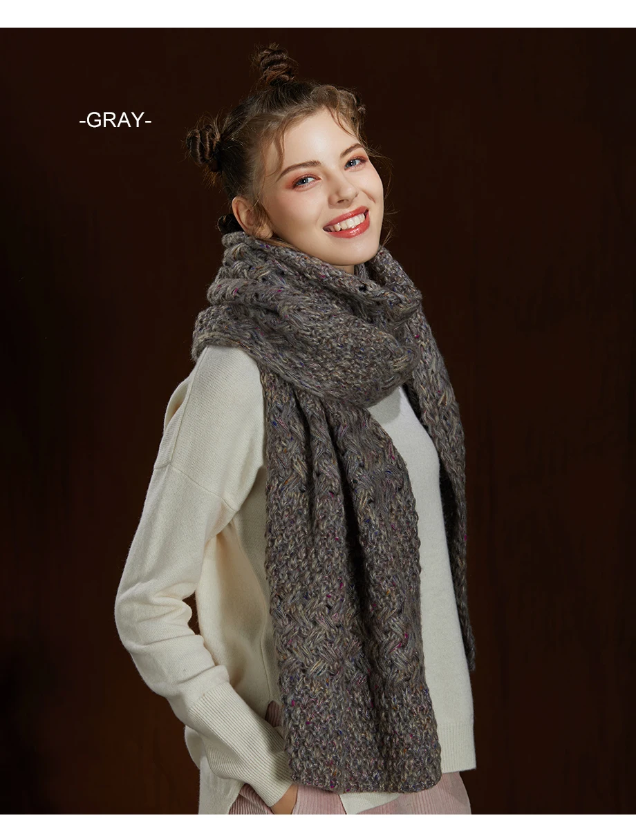 Winter Women Scarf Wool Knit Thick Scarves Female 2019 New Most Popular Design Shawls Warmer Women's Scarves Warm Ladies Scarf (14)