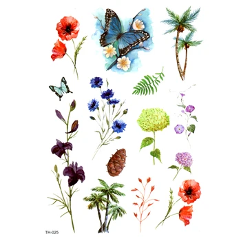 

5pcs Flowers Waterproof Temporary Tattoo Sticker Beaty Feather Henna Tattoo Tatuagem Temporary Tatoo Hello Kitty Tatouage