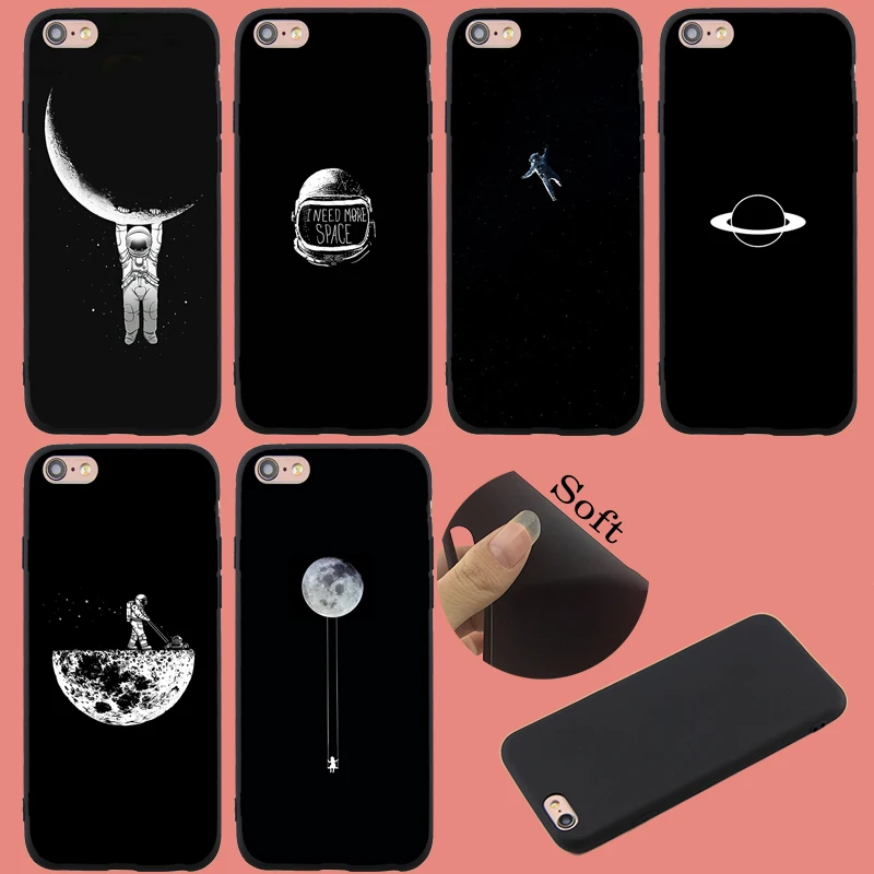 

For iPhone 7 7plus Case Lovely Space Planet Astronaut Moon Soft Tpu Cover Case For Iphone 8 8plus 6s 6plus X XS XR XS MAX 5S SE