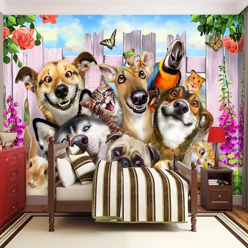 Фотообои 3D мультфильм собака животные фотообои дети спальня фон настенная