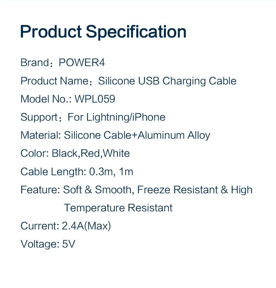 Power4 двухсторонний USB кабель для телефона Lightning/iPhone usb зарядный провод из пищевого силикона для Apple короткая линия передачи данных