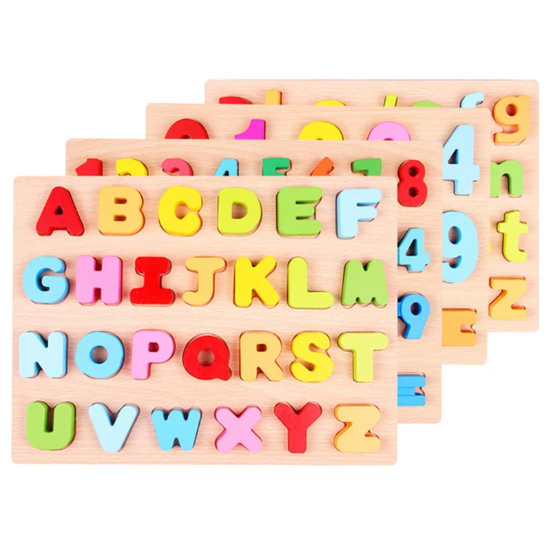 

Wooden English Alphabet Puzzles Toys for Children Digital Board Learning Letters Educational Puzzle Toy Baby Kids Toy