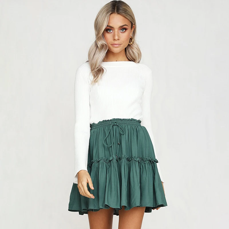 Женская летняя юбка с принтом, 6 цветов, Женская плиссированная мини-юбка в горошек с высокой талией, модная женская одежда, 6Q2091