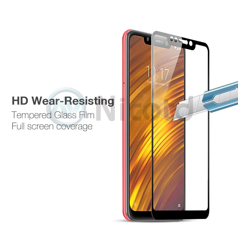 Nicotd Tempered Glass for Xiaomi Pocophone F1 screen protector full cover redmi 5 plus S2 5A 6a pro 6 Pocophone F1 xiomi Film (1)