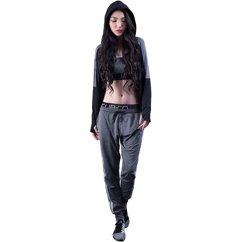 

Long-sleeved Yoga Clothes Suit Spring And Autumn Quick-drying High-elastic Fitness Suit Sports Running Three-piece Women