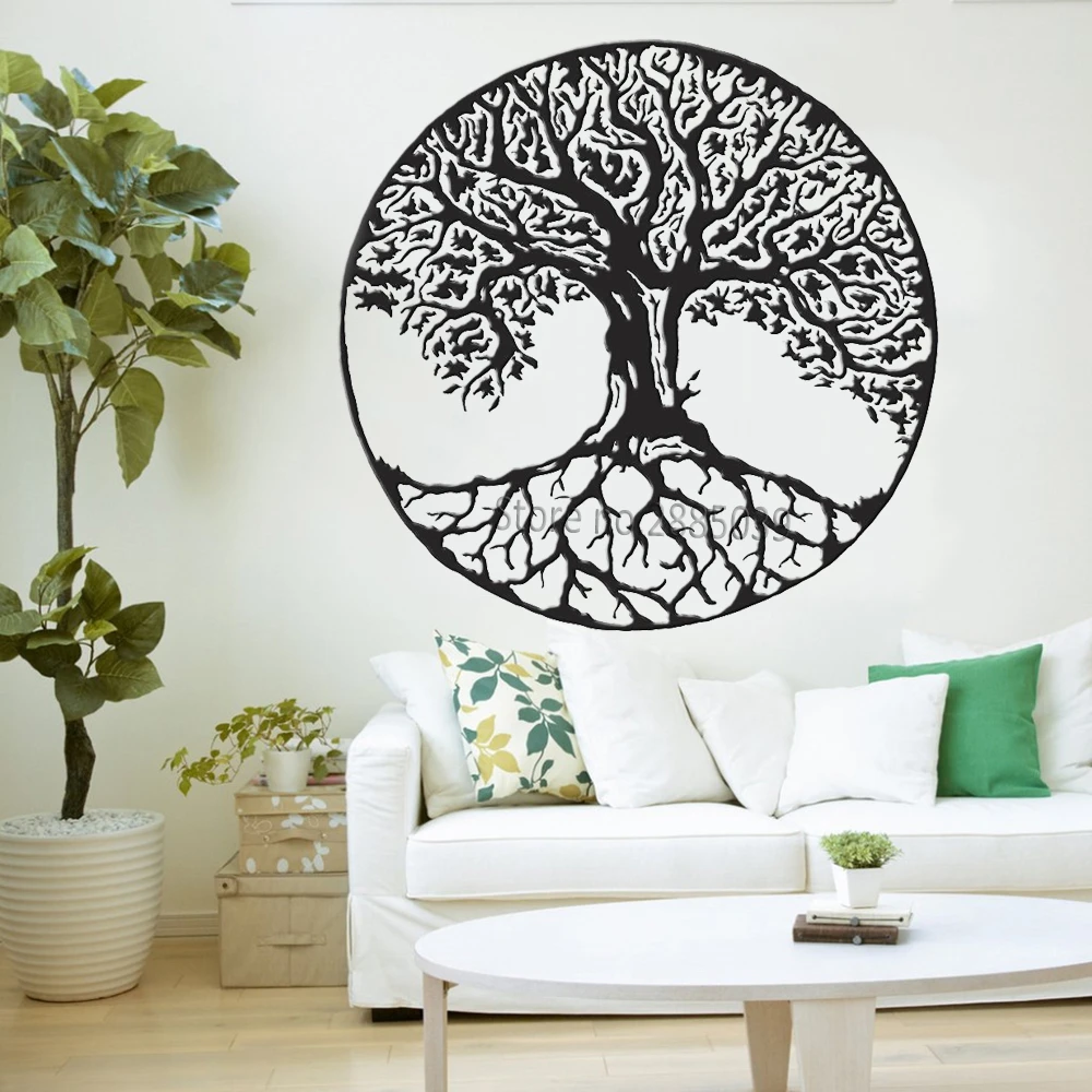 Calcomanías de árbol de la vida para pared, vinilo de árbol decoración de pared de árboles, símbolo de Kabbalah, murales de arte, papel tapiz para sala de Yoga, LC998|Adhesivos para pared|