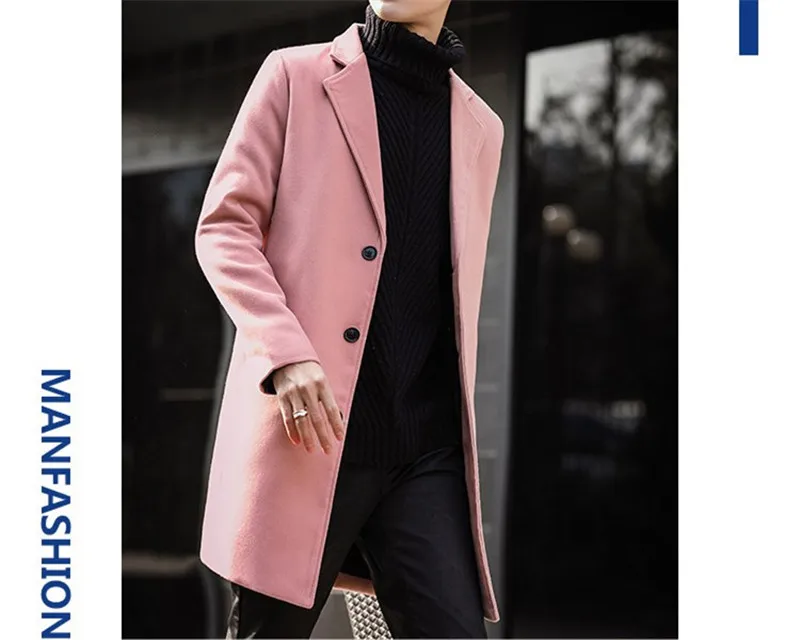 Мужской Тренч, новинка, модное удлиненное простое роскошное шерстяное пальто, зимнее однобортное ветрозащитное тонкое пальто, мужской Тренч, 5XL