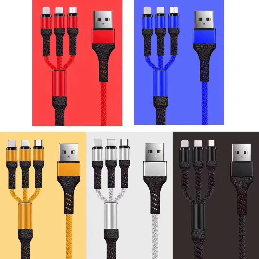 3 в 1 USB кабель для iPhone кабель для зарядки 1 м Micro usb type C для samsung Xiaomi Мобильный телефон все в одном зарядный кабель