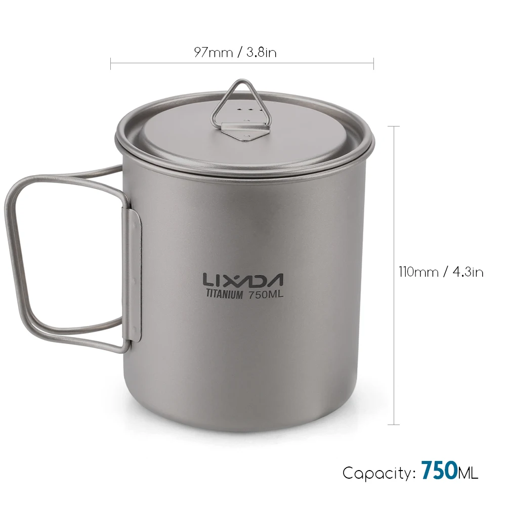 Титановая чашка Lixada 300/550/650/750 мл горшки столовая посуда для кемпинга и пикника