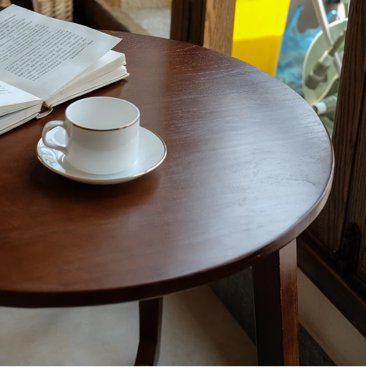 100% Wooden Tea Table round small coffee table creative Nordic round small side table