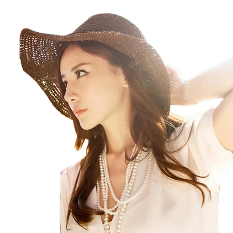 

Summer Hats for Women Panama Hat Female Sunscreen Fishing Sport Manual Hat Beach Ladies Saves Sun Side Straw Hat