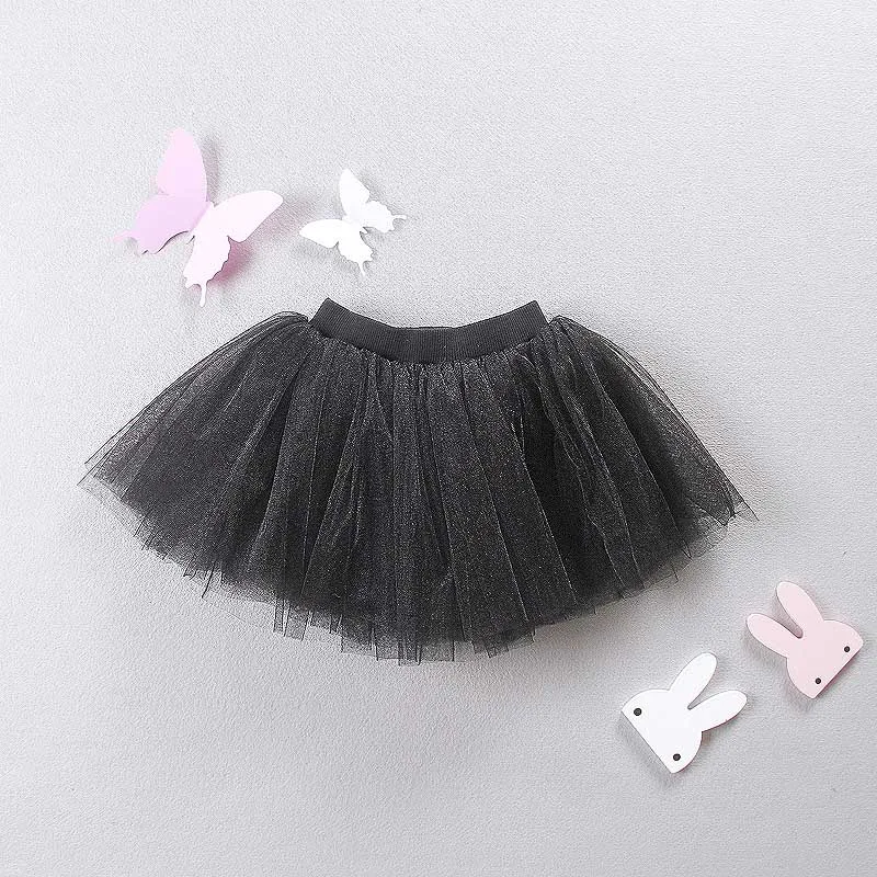 Милые! летняя юбка для девочек кружевная бальная юбка От 1 до 5 лет детская юбка пачка для маленьких девочек однотонная кружевная юбка розовый, белый, серый, черный - Цвет: A-Black