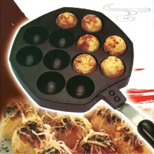 12 agujeros pan takoyaki pulpo bolas fabricante parrilla placa de la quema con mango diy de cocina herramientas de cocina molde ct065