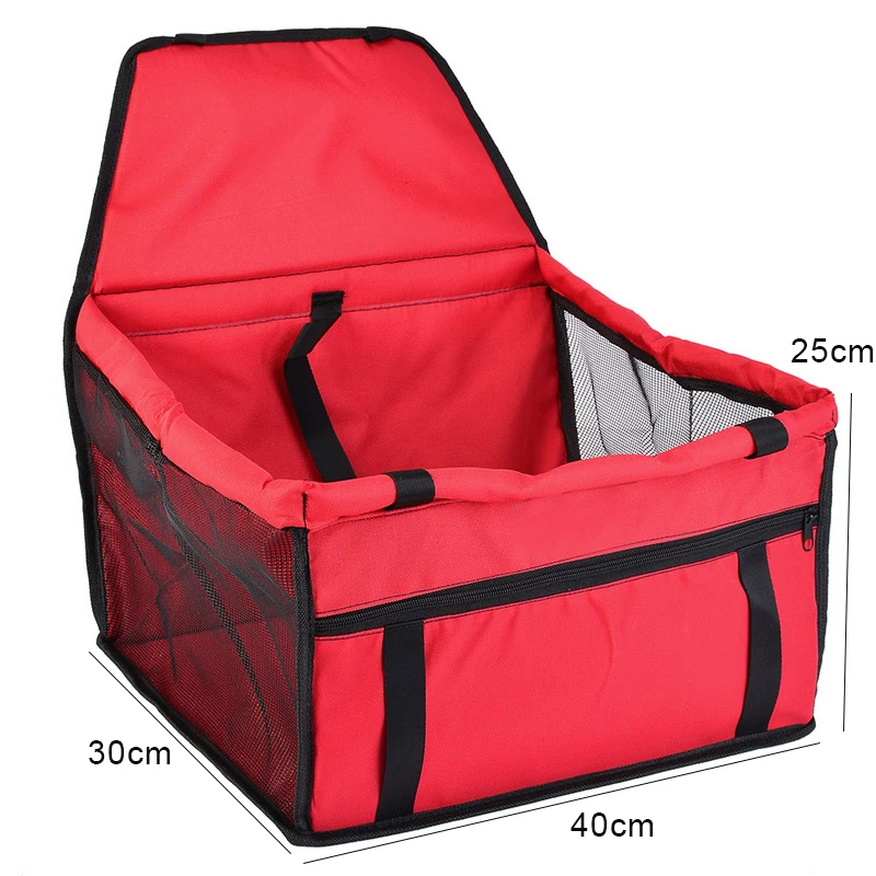 Pet Car Seat Front Seat Cover for Dog Cat, Portable 2-in-1 Dog Seat Protection Non-Slip Waterproof with Safety Belt - Цвет: 40x30x25cm red