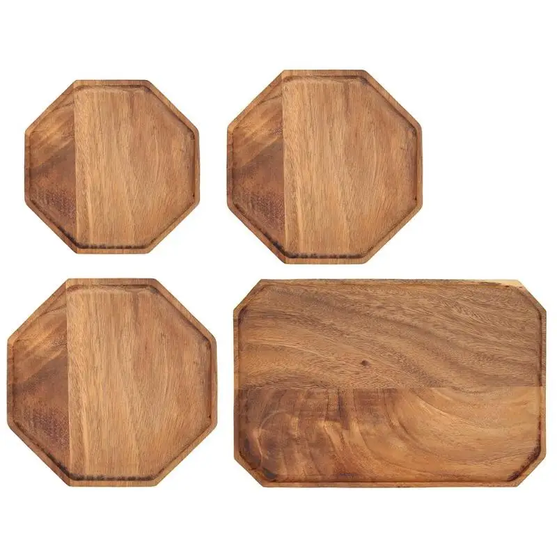 Новая креативная Тарелка деревянная посуда акации прямоугольник восьмиугольный десерт для еды чай обеденный поднос кухонные инструменты столовые приборы