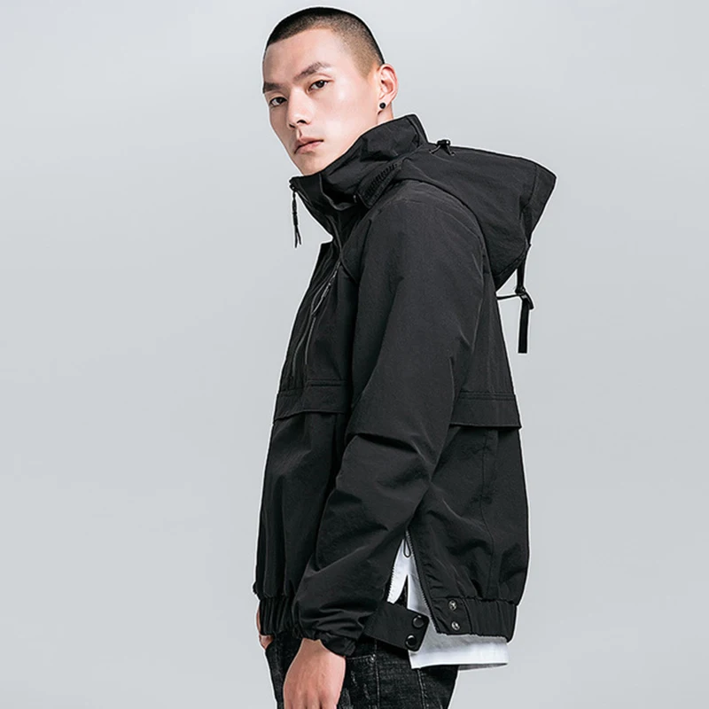 Autumn New Casual Men Jacket Streetwear Windbreaker Hooded Mens Bomber Jacket Waterproof Man Pullover Windcheater Coats