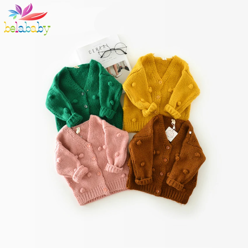 Baby Girl Knit Cardigan Sweater Infant Button Down Woollen Sweater Baby Girl
